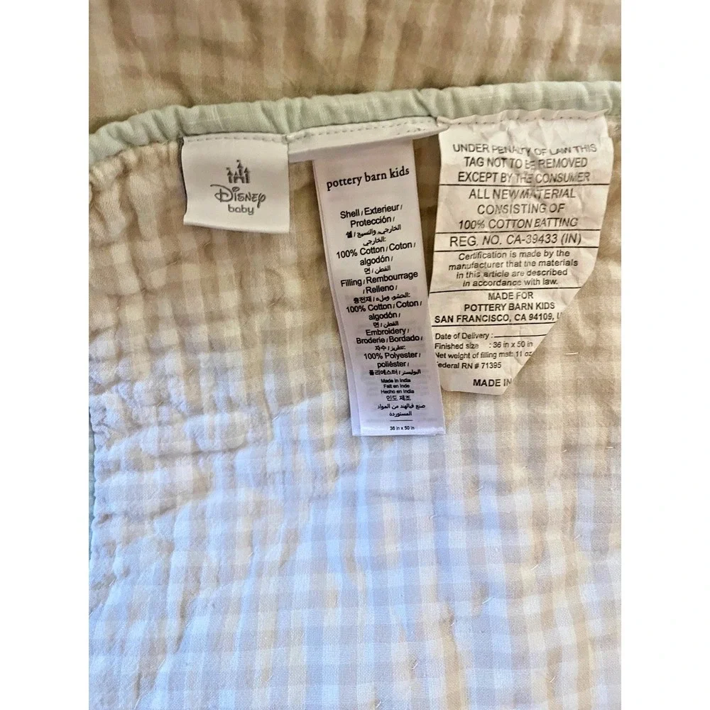 Pottery Barn Kids DISNEY Animals TODDLER Quilt Mint Green 36